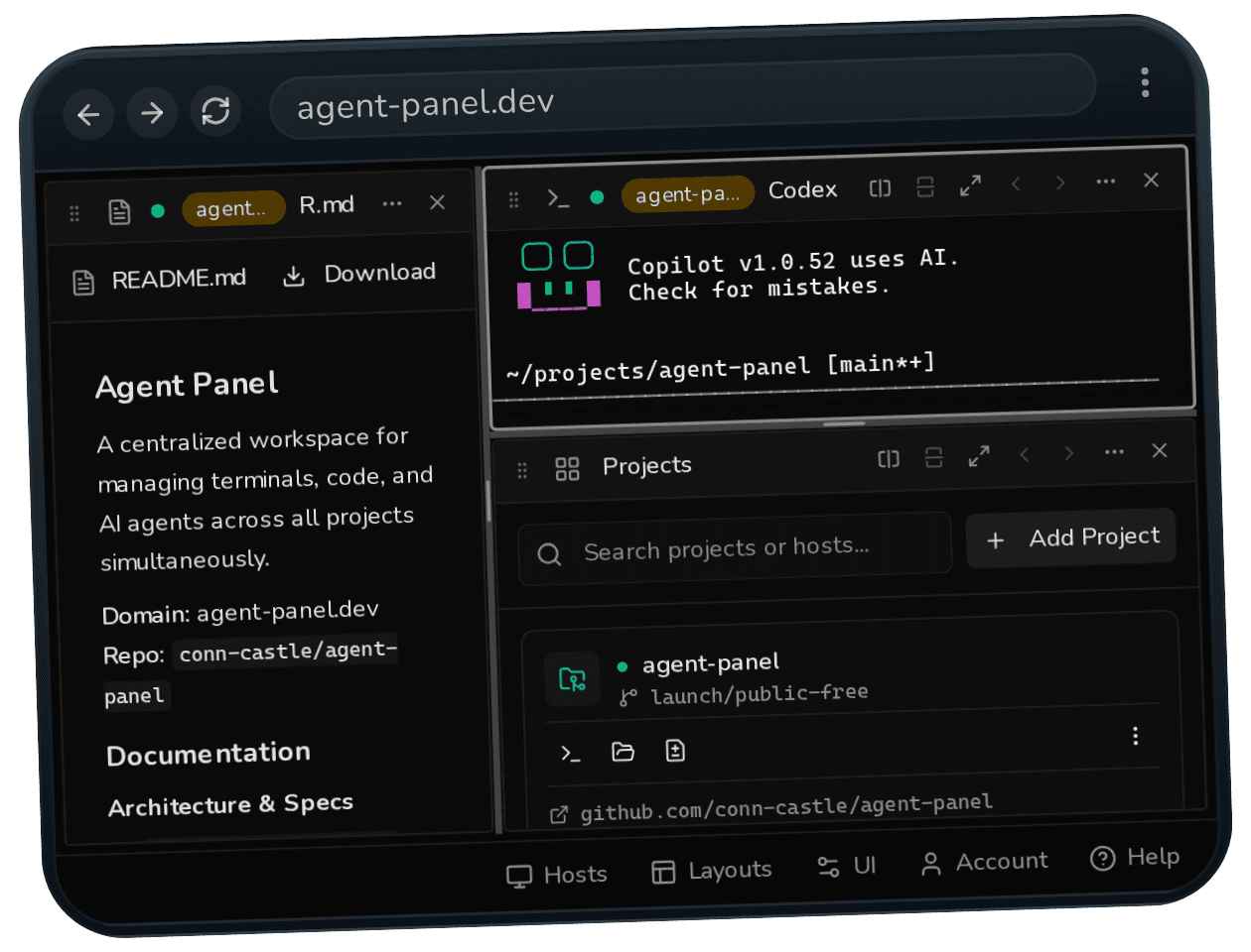 Agent Panel tablet dashboard view.
